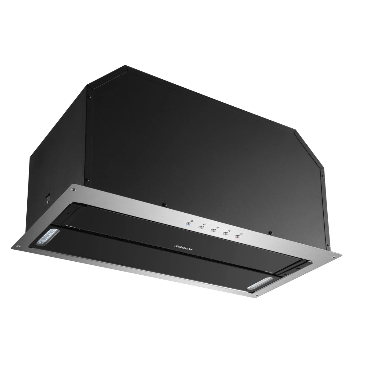 ROBAM A520 built-in rangehood underside with LED lights and button indicators on