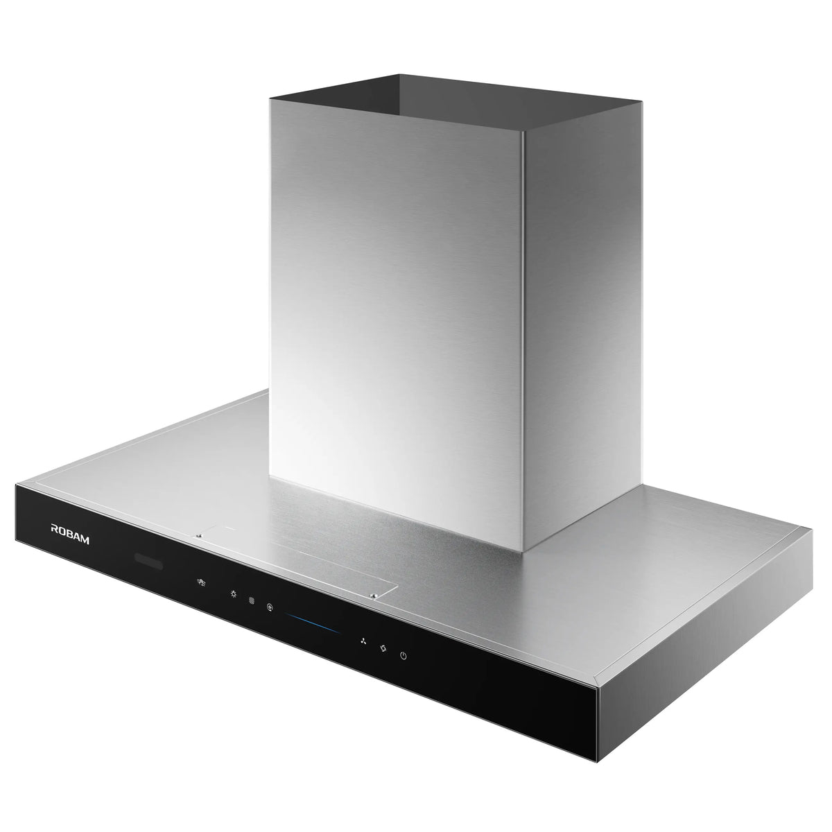 ROBAM CleanAir 3.0 87H5S 90cm stainless steel rangehood, angled view showing canopy top