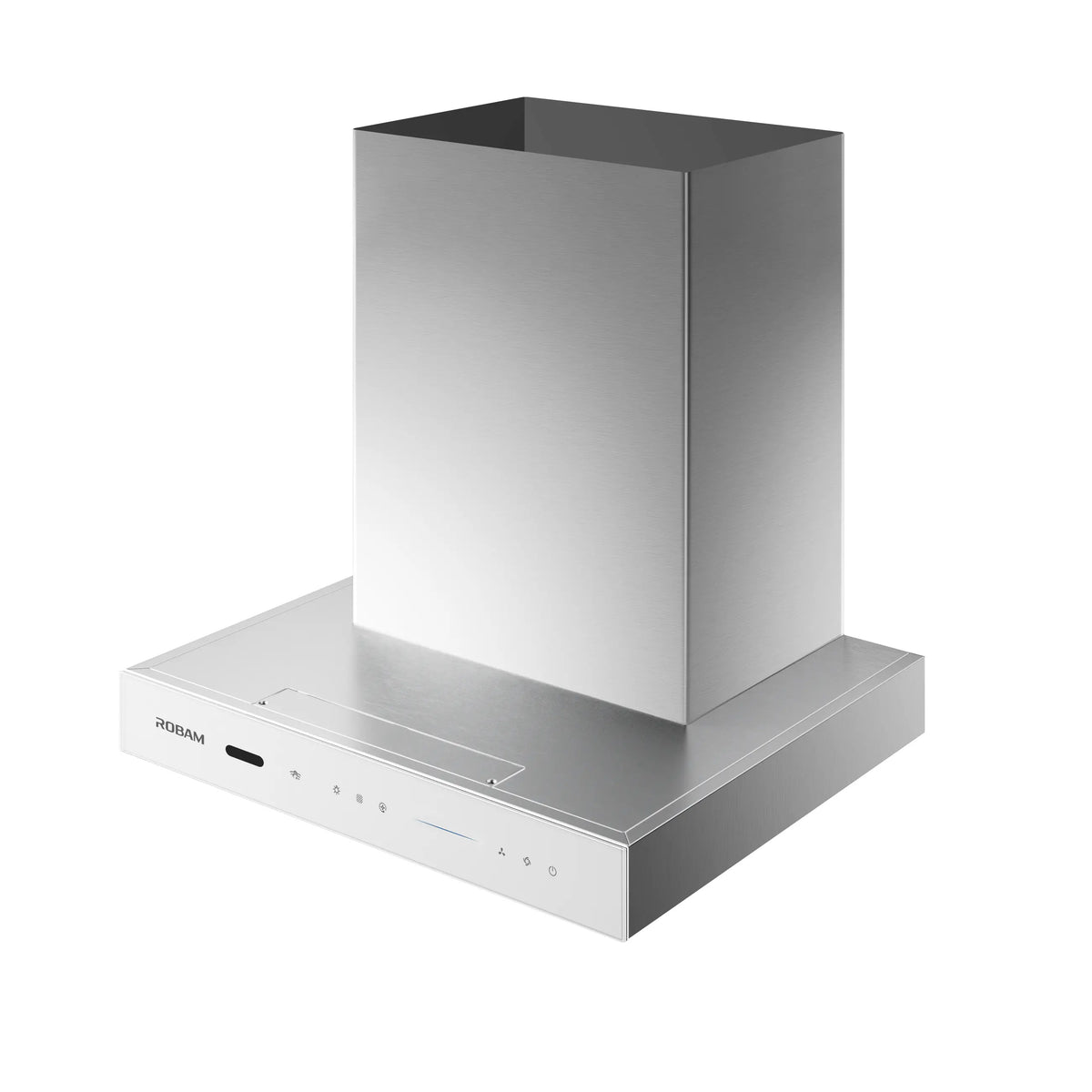 ROBAM CleanAir 3.0 87H6SW 60cm white glass rangehood, angled view showing canopy top