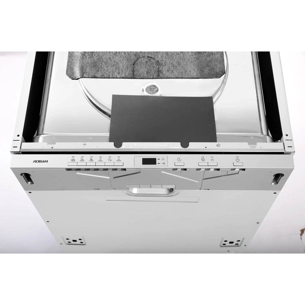 Top view of the ROBAM Built-In dishwasher W650 control panel with program buttons and digital display